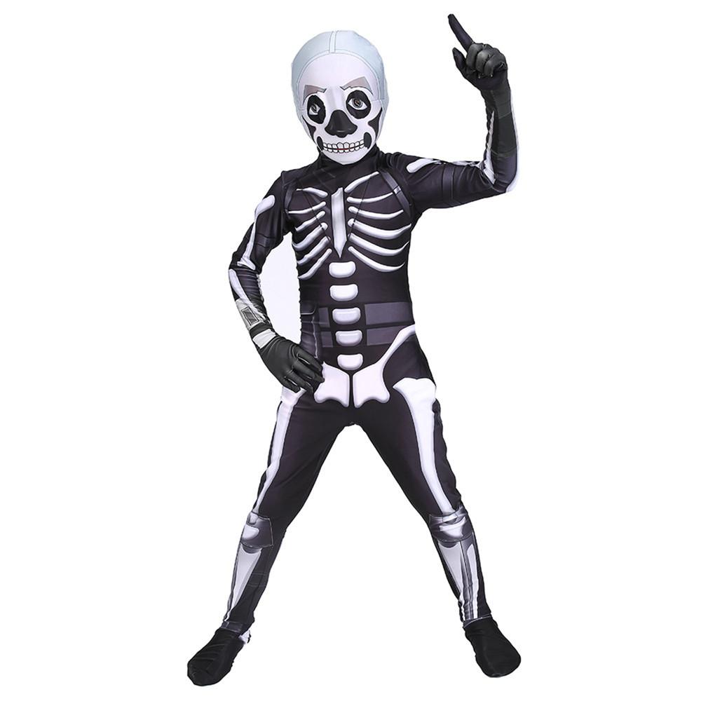 fortnite kids skull trooper cosplay jumpsuit costume for halloween