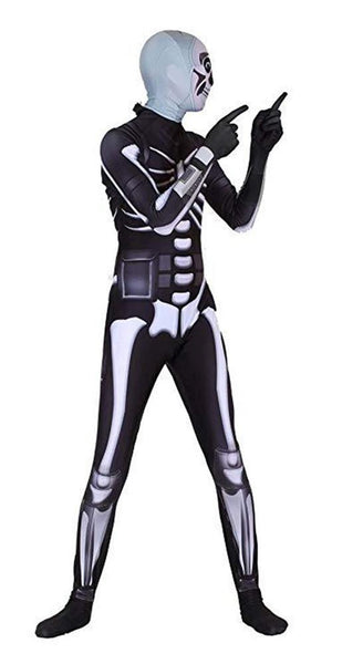 fortnite kids skull trooper cosplay jumpsuit costume for halloween