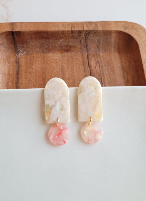 Rory Earrings in Cream & Coral