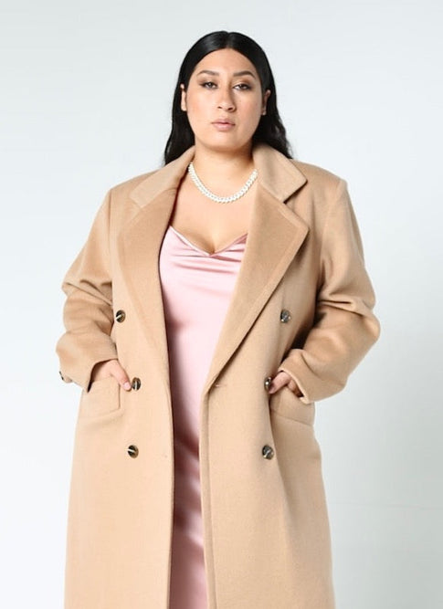 Double Breasted Car Coat in Camel