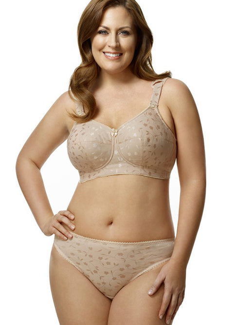 Beige Jacquard Full Support Wire Free Bra