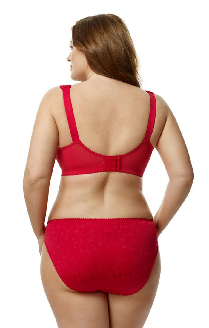 Red Jacquard Full Support Wire Free Bra, Elila