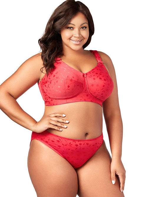 Red Jacquard Full Support Wire Free Bra