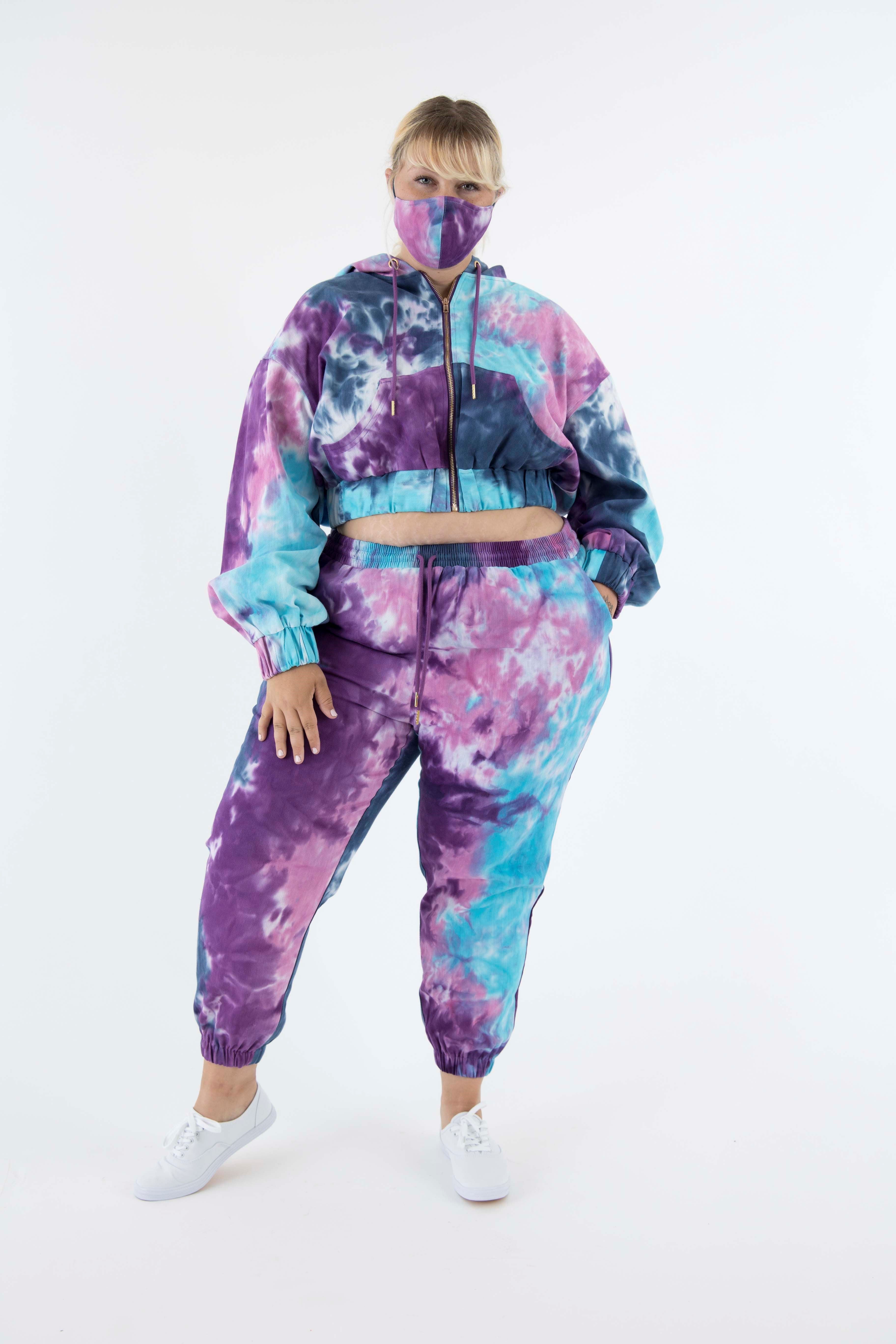 Blue Two Piece Tie Dye Sweat Suit