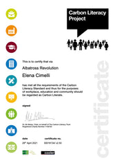 Two Carbon Literacy Project certificates - one dated 26 Dec 2022, the other dated 28 April 2021