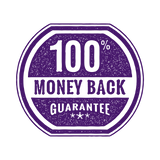 Purple Logo saying 100% Money Back Guarantee