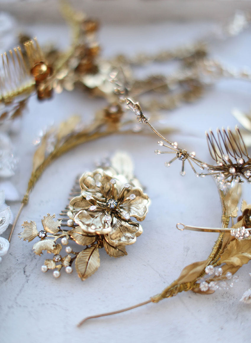 twigs and honey trunk show, elizabeth messina, bridal hair accessories, hair combs