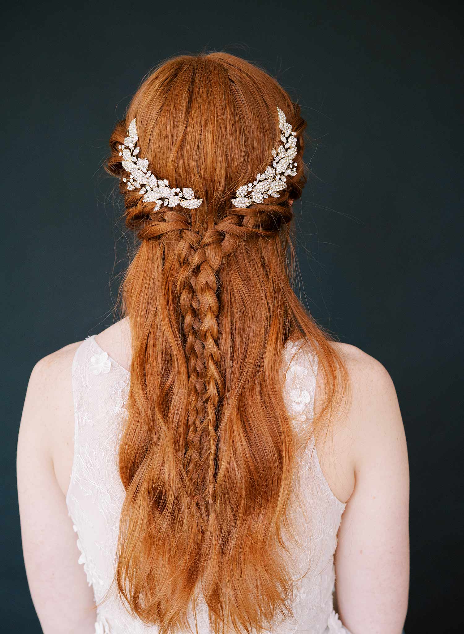 bridal crystal layered grecian inspired hair clips