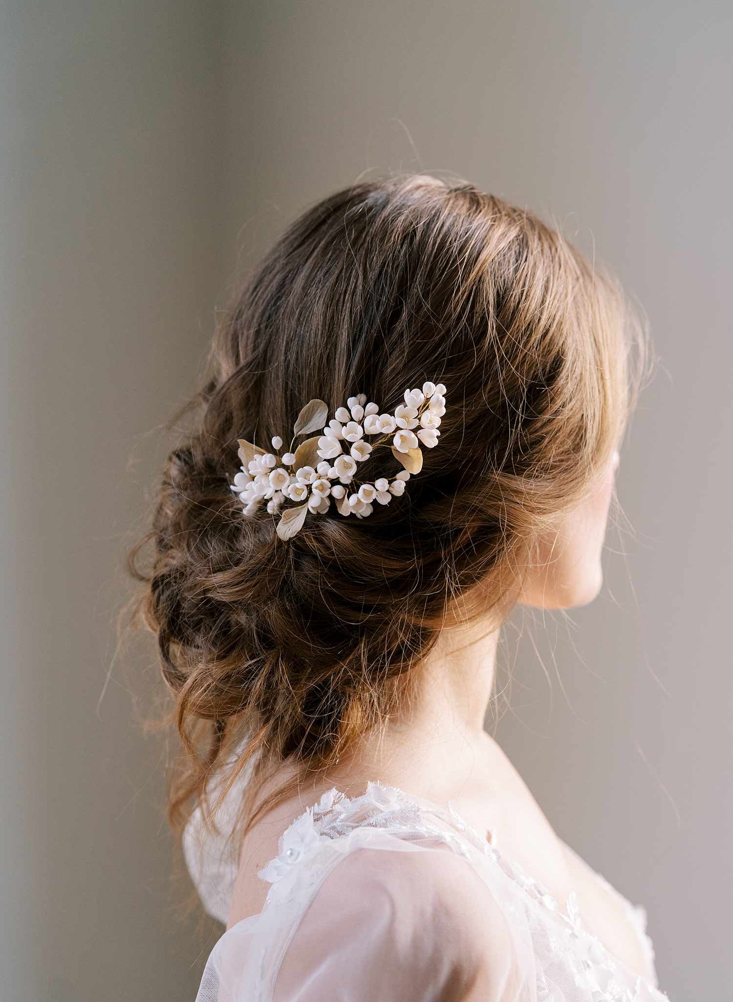 handmade lilac flowers bridal hair comb by twigs and honey