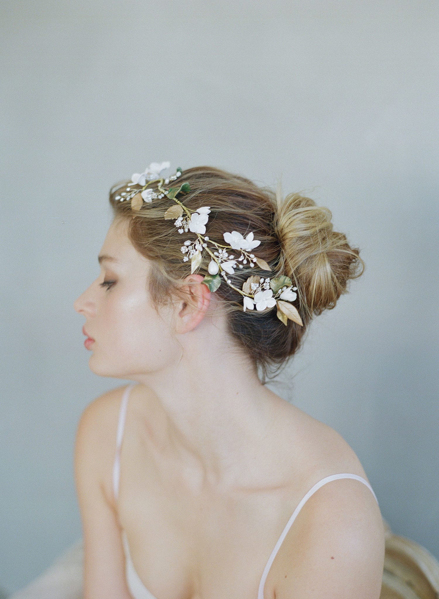 twigs and honey bridal headpiece, clay flowers, flower crown, boho bridal headpiece