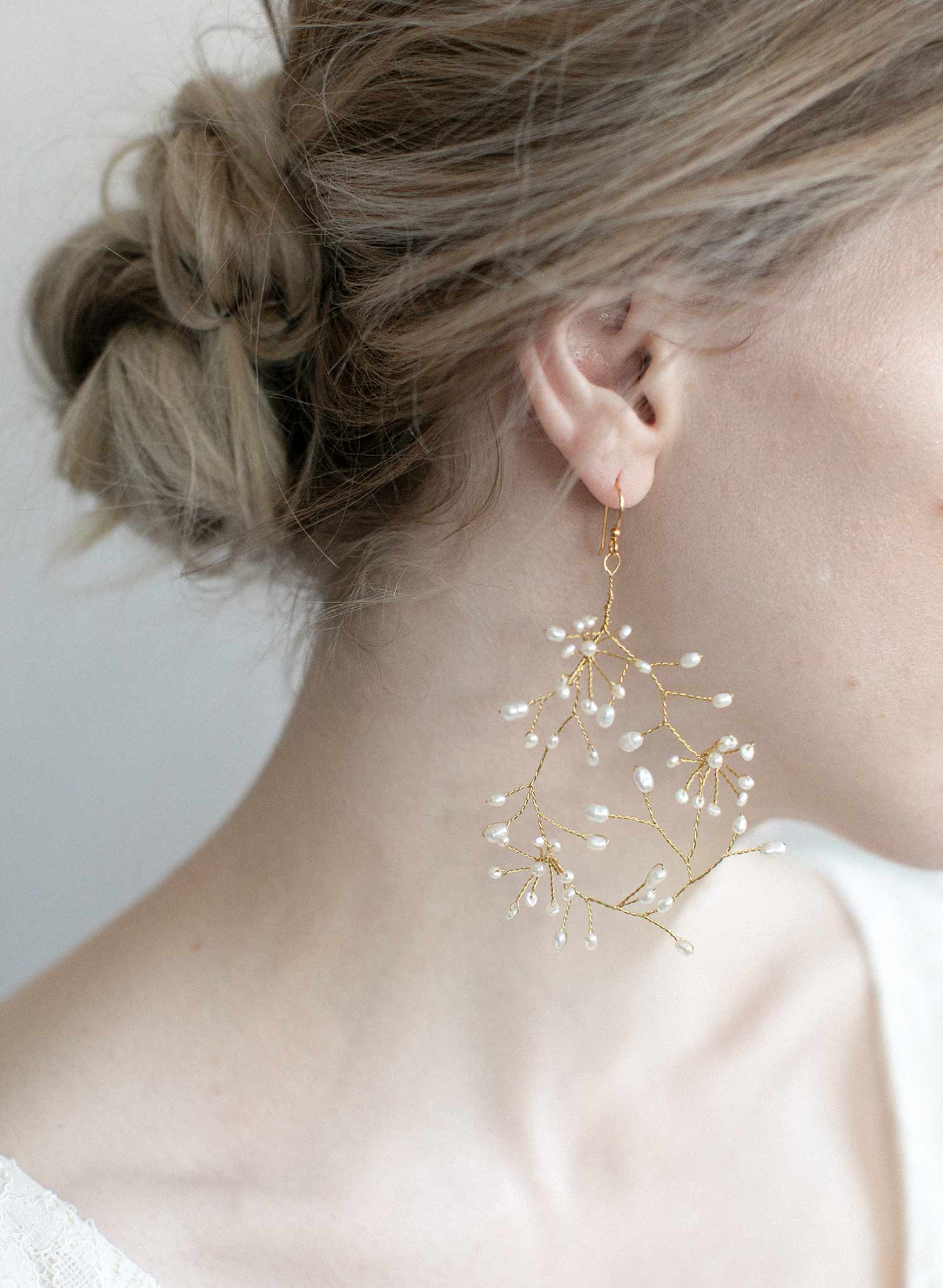 breathless pearl earrings, bridal by twigs and honey