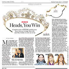 tiara in wall street journal, floral tiara, twigs and honey, crystal tiara