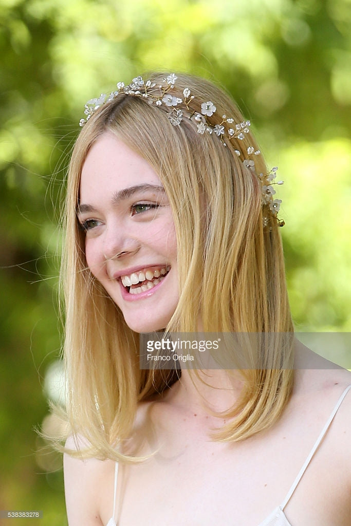 Elle Fanning, flower crown, Rome Italy, The Neon Demon, Hair, Hair vine, Twigs and Honey, hairstyle