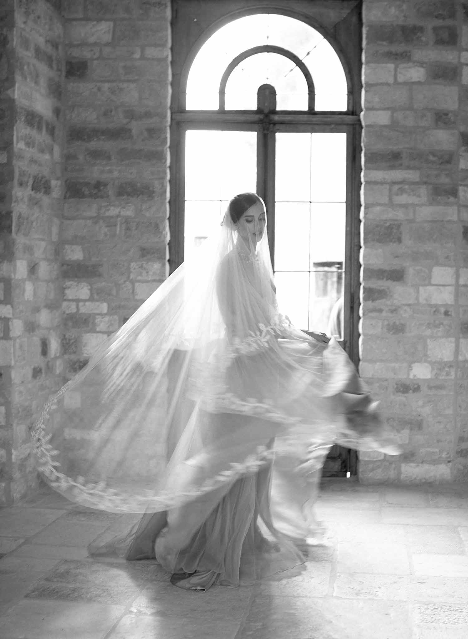 black and white wedding veil