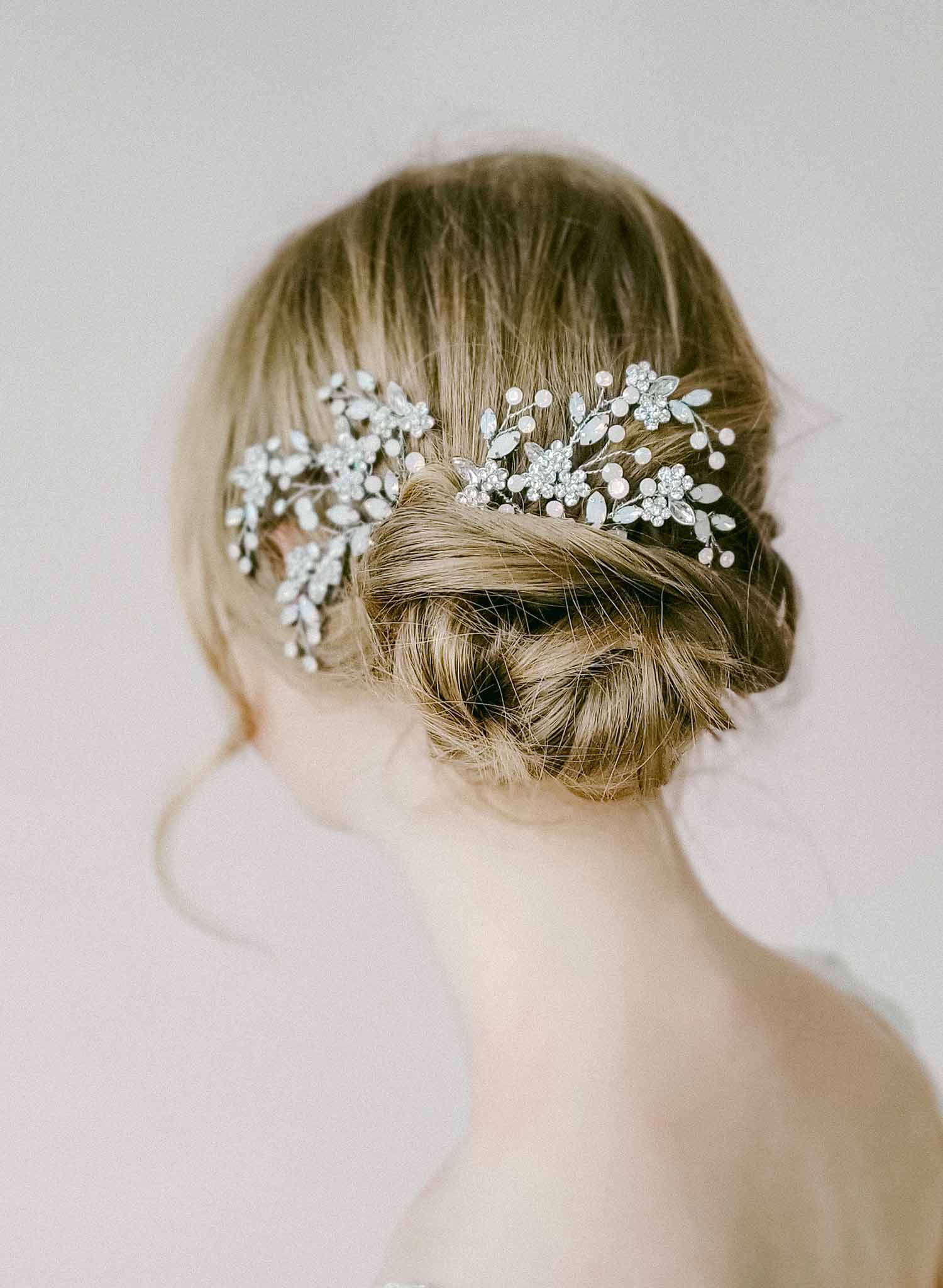 Large leafy crystal wedding hairpins  Maisie  Debbie Carlisle