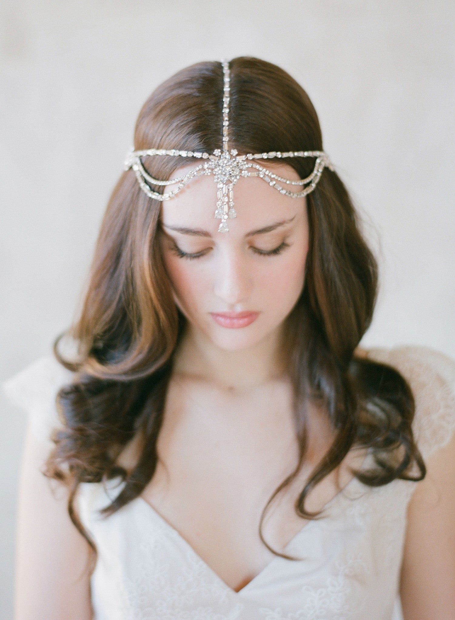 Rhinestone crystal flapper headpiece, bohemian headdress 