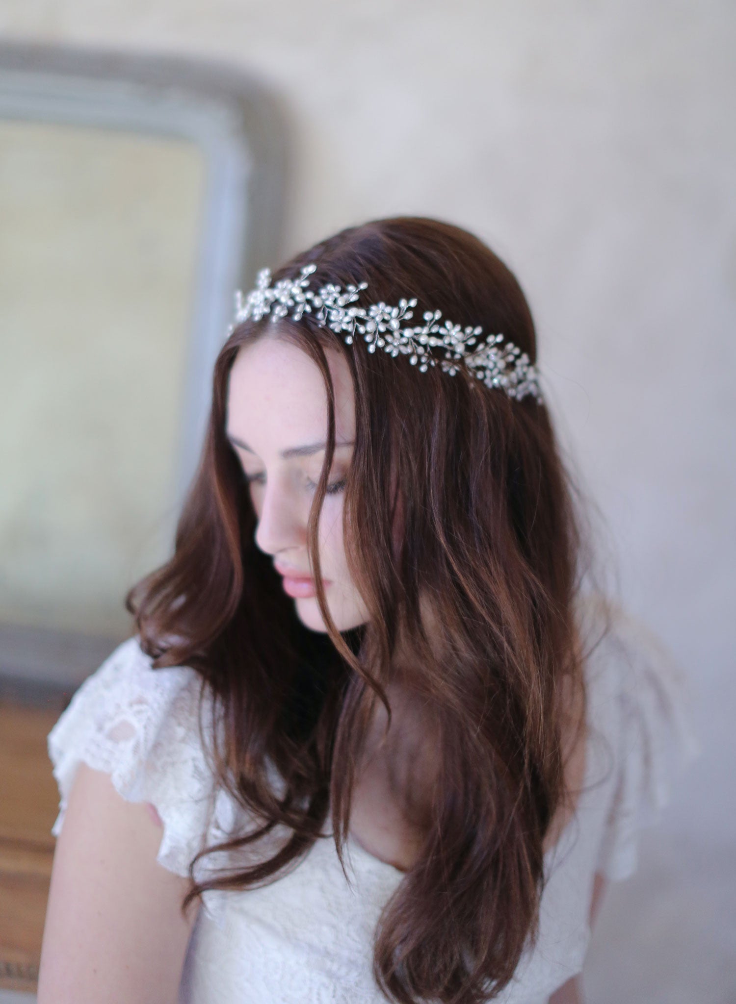 Pearl Baby S Breath Hair Wreath Crown Halo Headpiece Hair Vine Twigs Honey Llc