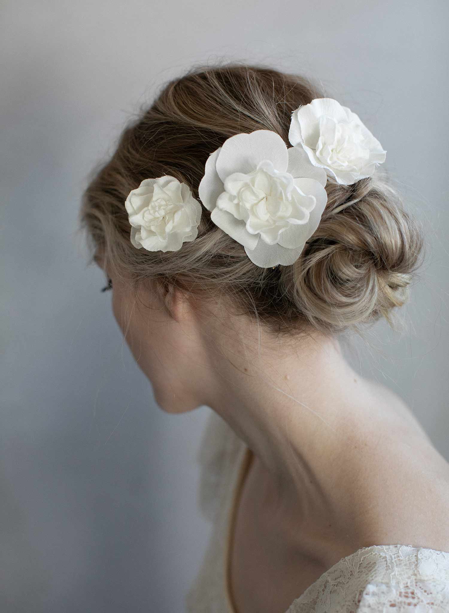 silk flower hair pins