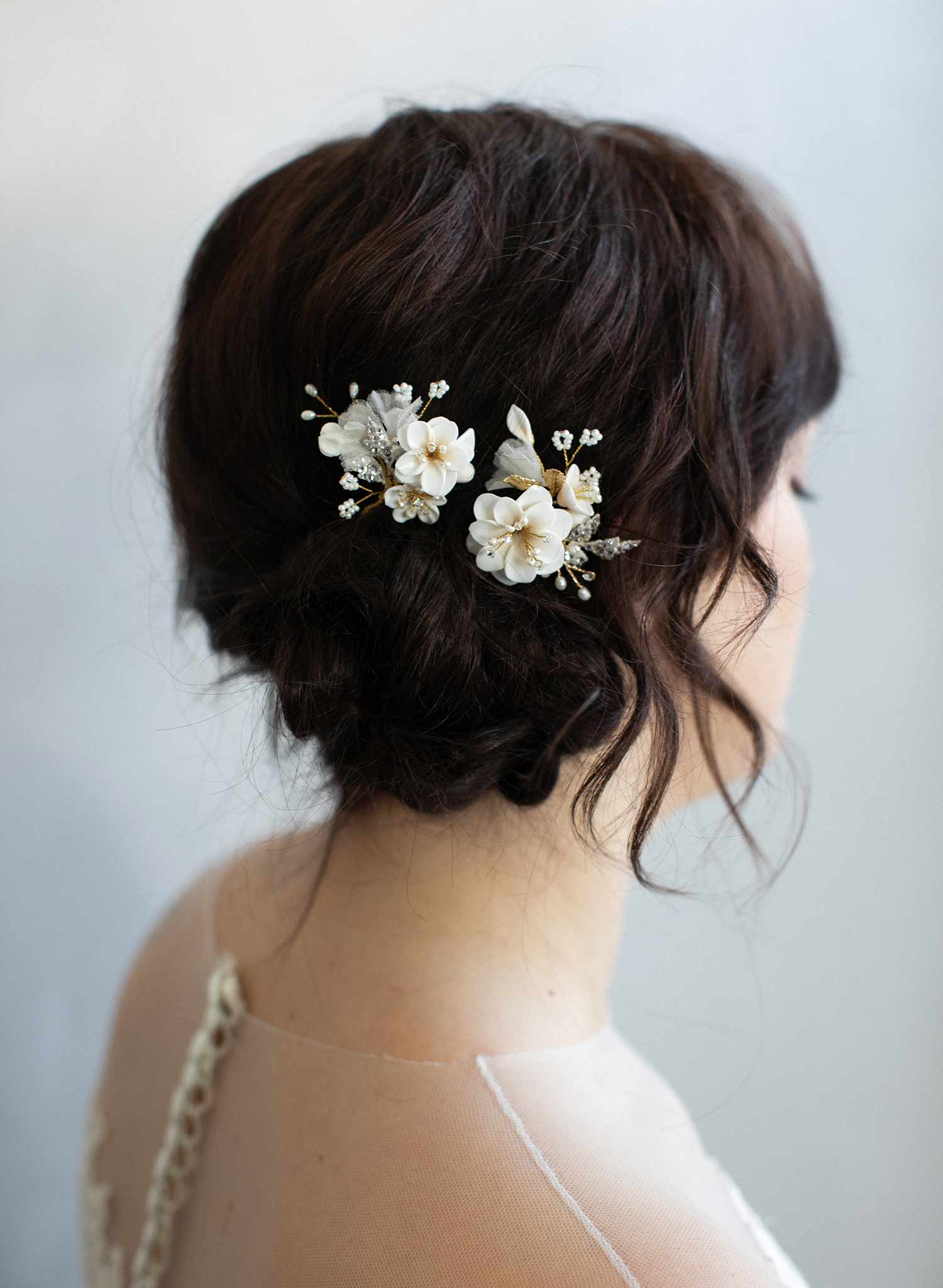 Creamy blossom hair pin set 