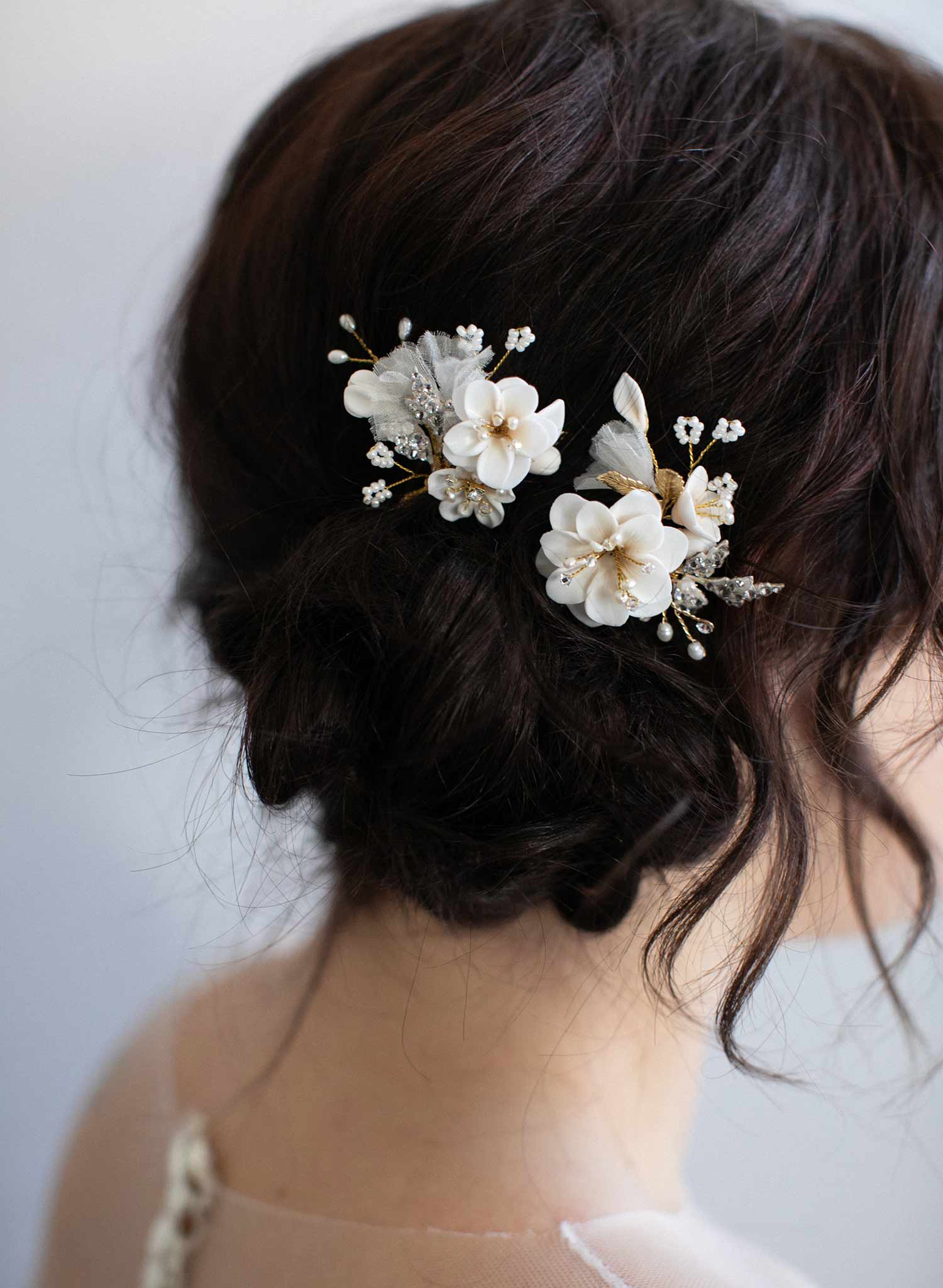 Creamy blossom hair pin set 