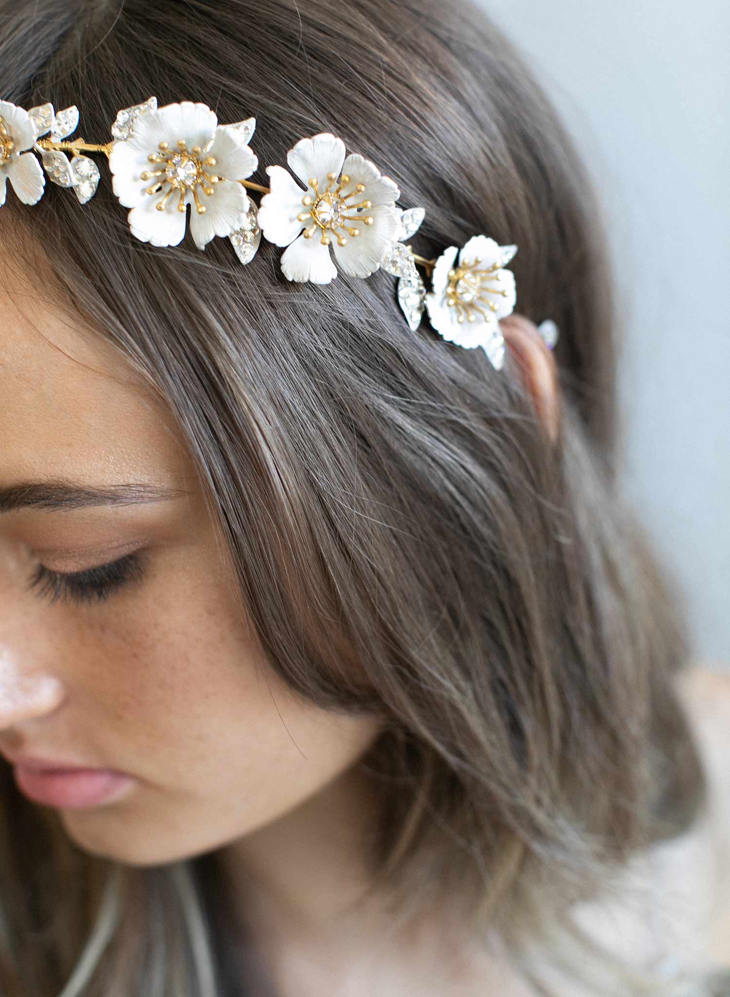 white flower headband