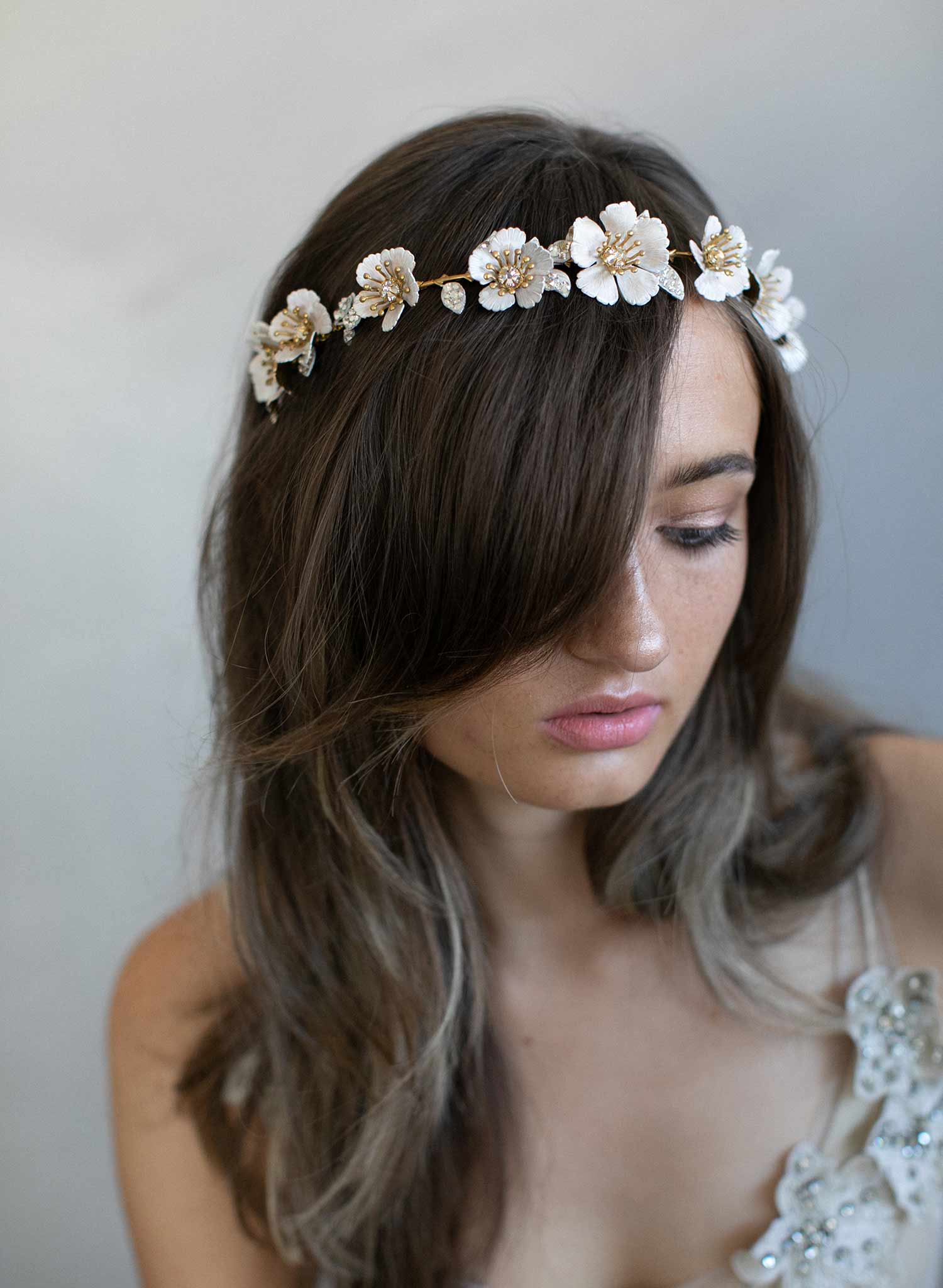 headpiece with flowers