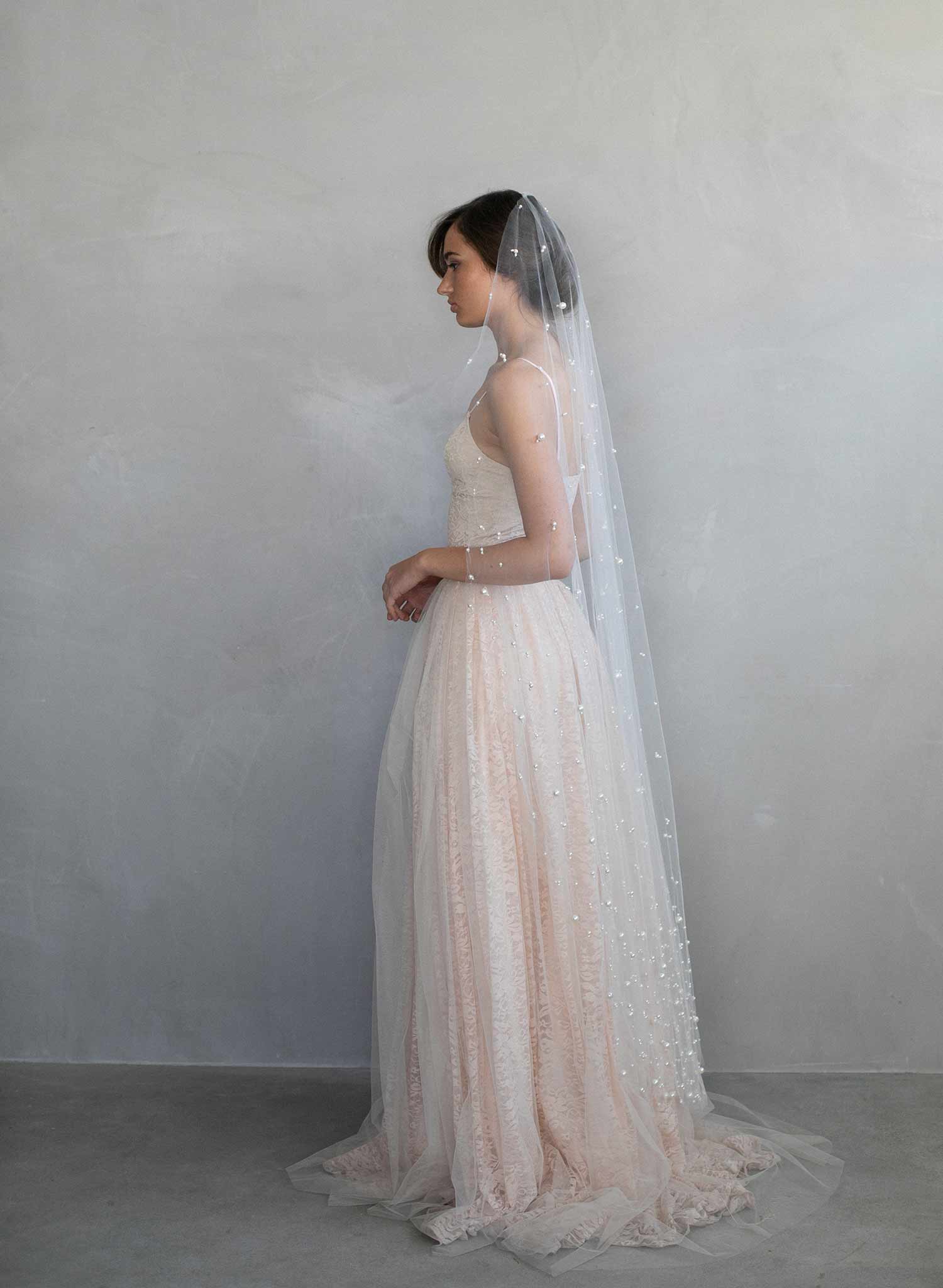 full length ivory veil