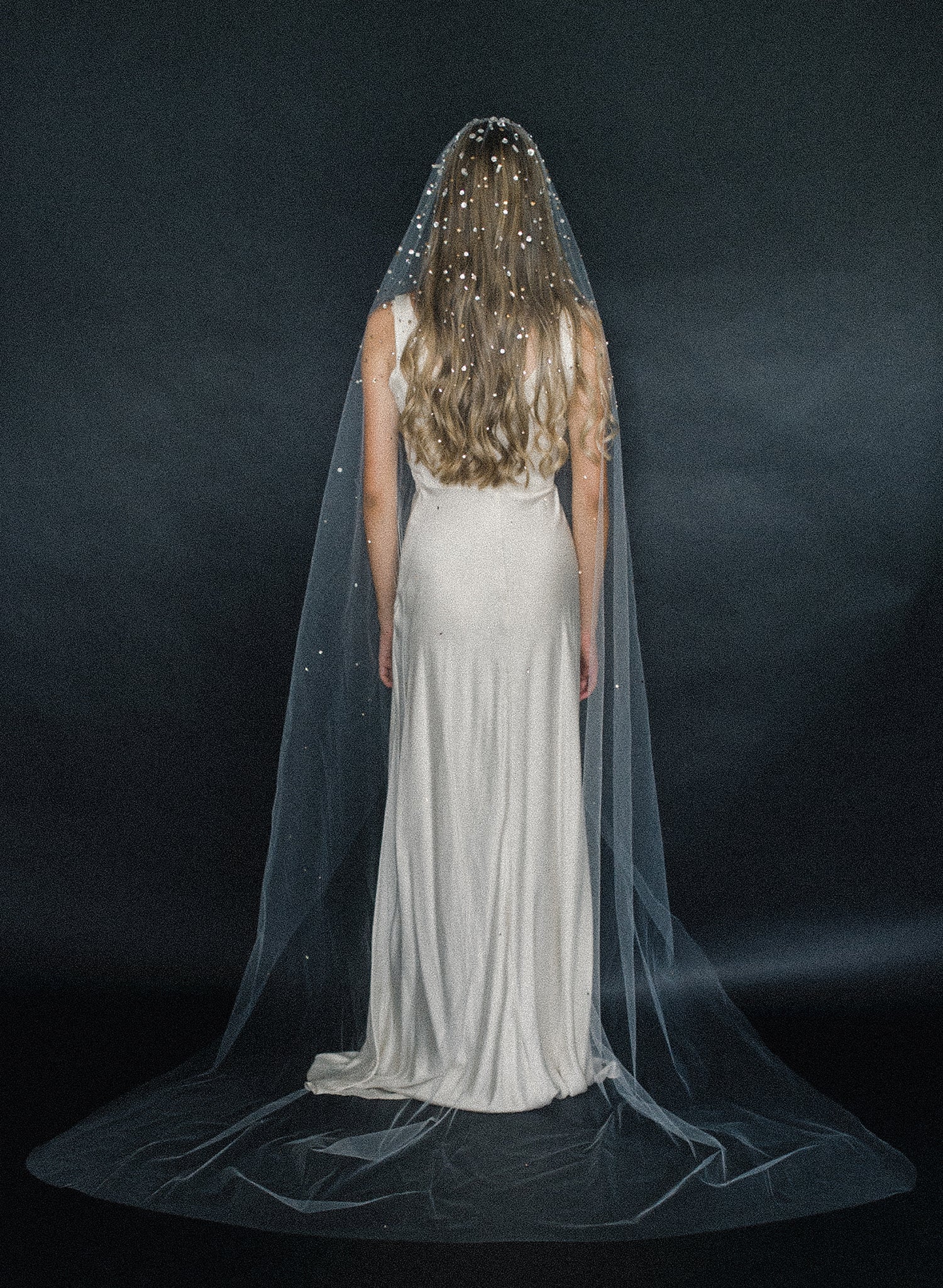 Crystal confetti train bridal veil - Style #2062