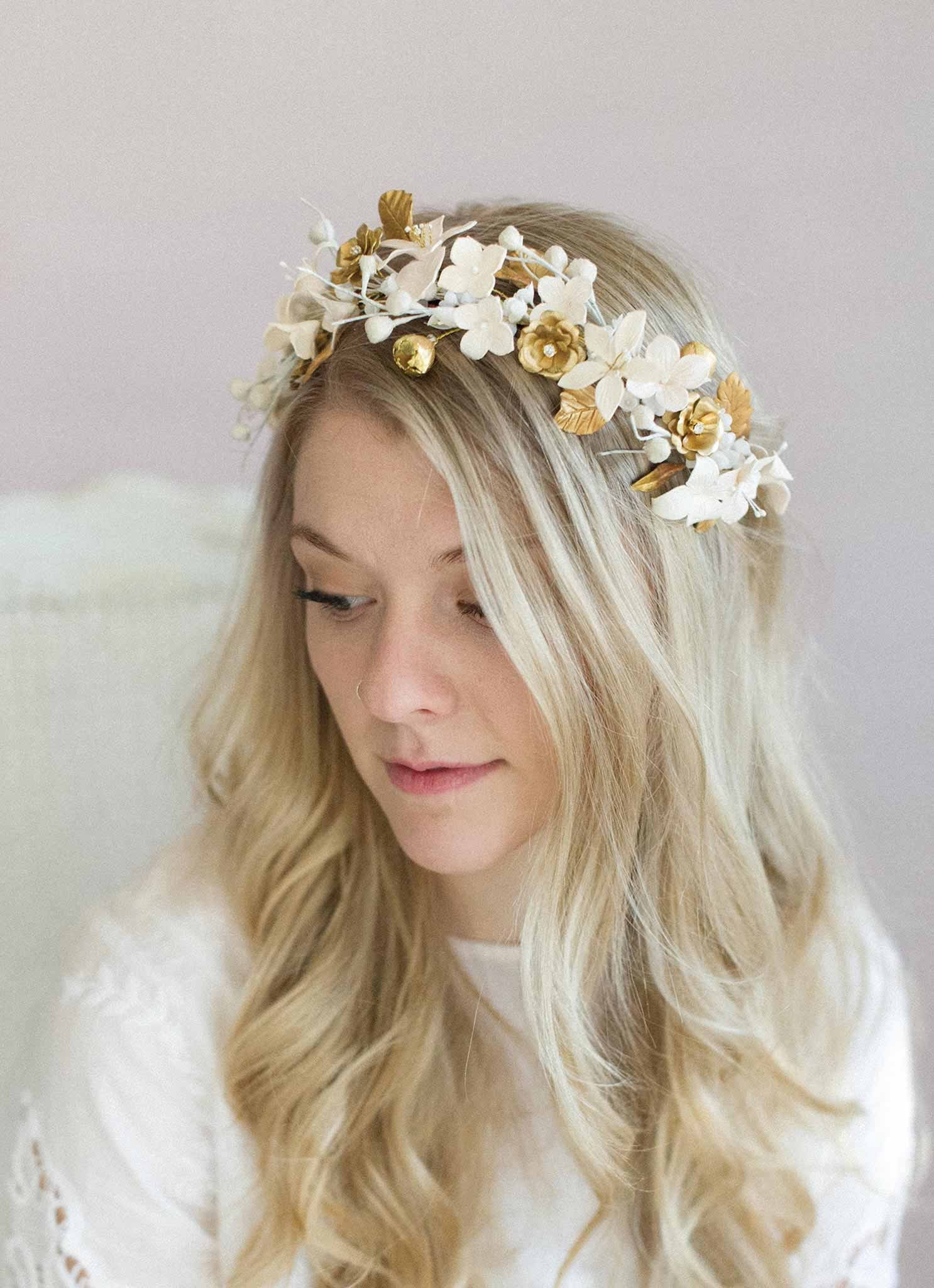 Bridal headband - Woodland flora 