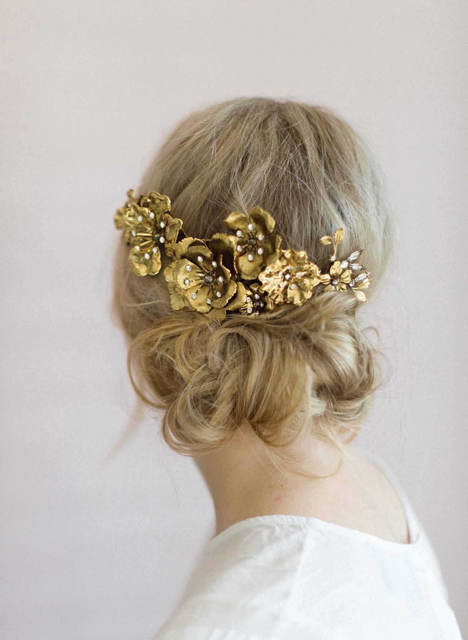 bridal hair comb, headpiece, twigs and honey