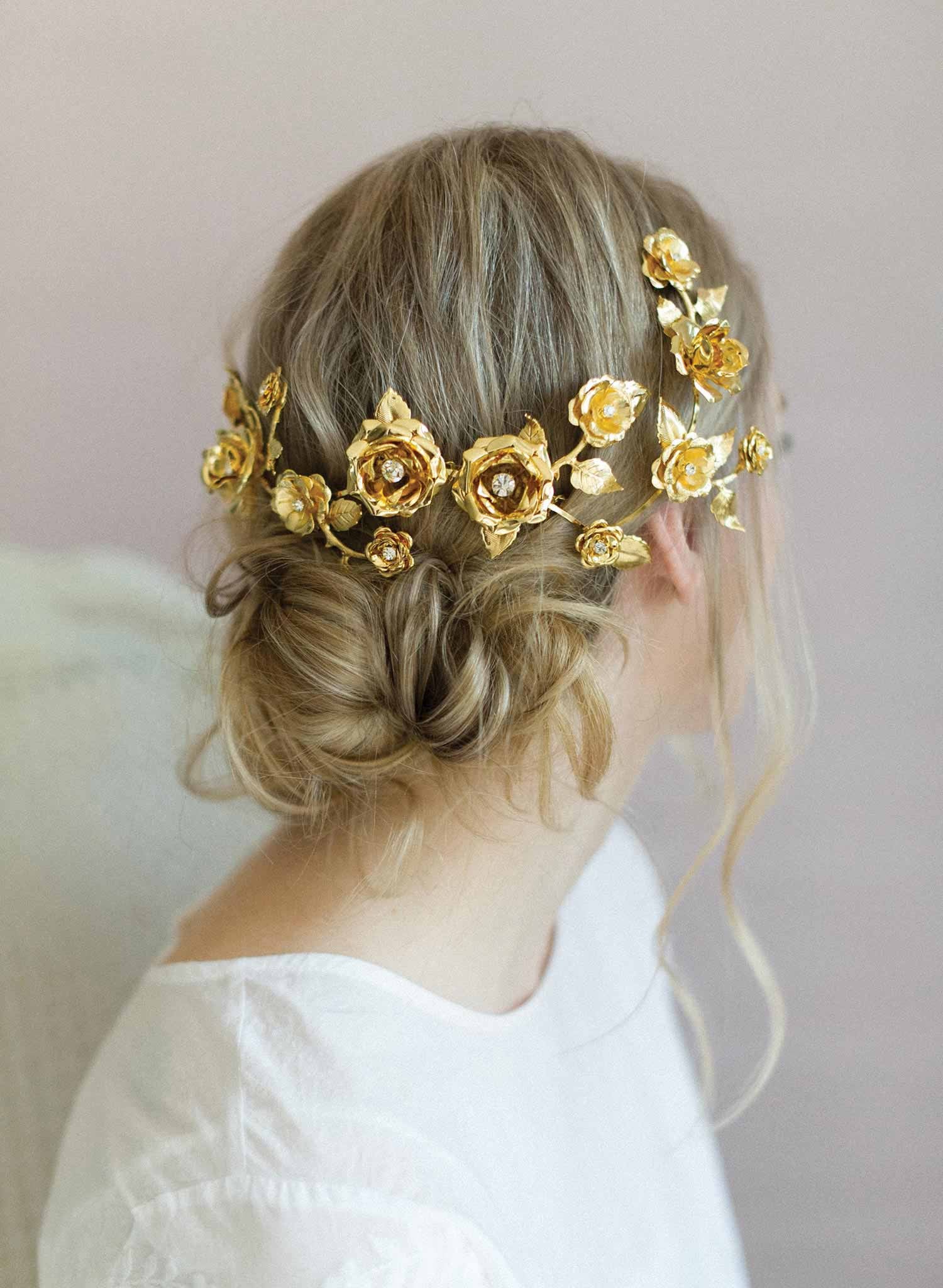 bridal hair comb, headpiece, twigs and honey