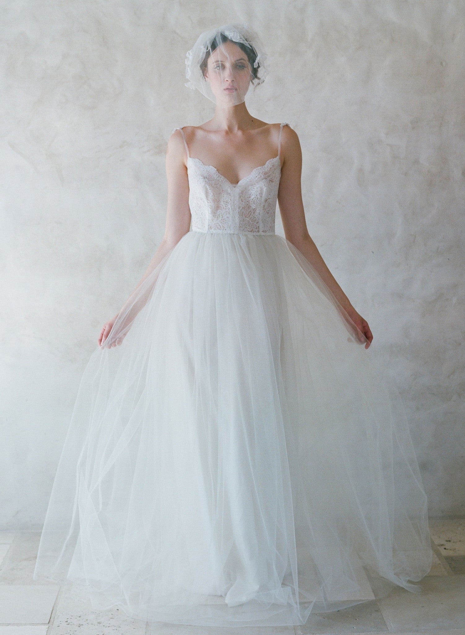 lace and tulle ball gown wedding dress