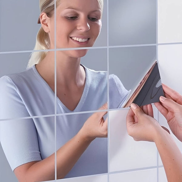 Autocollants muraux miroir carrés 3D. Achetez des miroirs sur Mounteen. Expédition mondiale disponible.