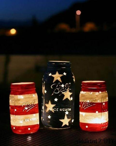 Patriotic Mason Jar Lanterns 4th of July