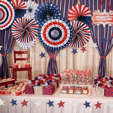 American Flag Tissue Paper Fans 4th of July