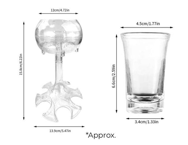 Distributeur de 6 verres à shot - Taille