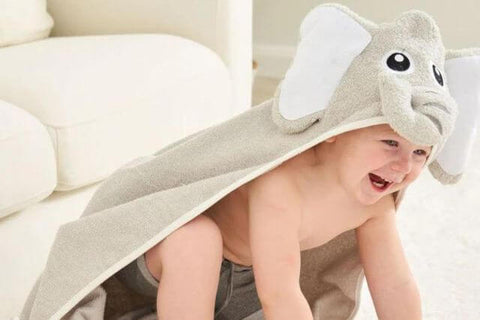 Serviette de bain à capuche éléphant pour bébés