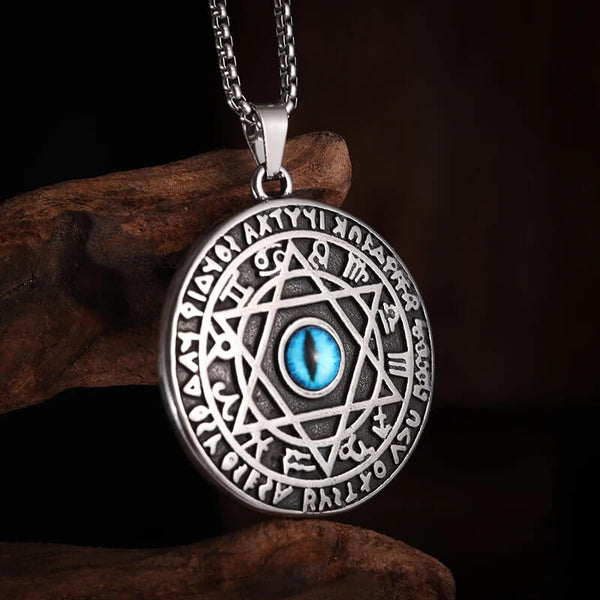 Allsehende blaue Augen-Mythologie-Edelstahl-Halskette – Mounteen