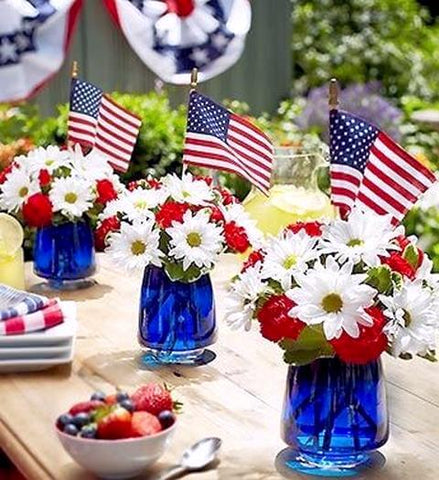 Patriotic blue vases