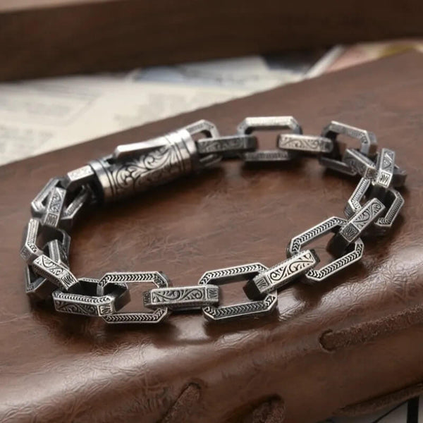 Bracelet pour hommes en alliage de cuivre nordique vintage à maillons de chaîne en 20 cm ou 7,9 pouces - Mounteen