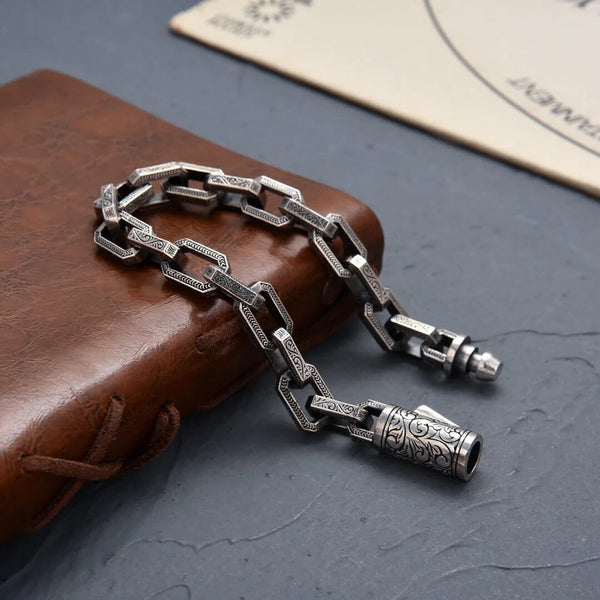 Bracelet pour hommes en alliage de cuivre nordique vintage à maillons de chaîne - Mounteen