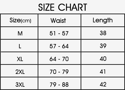 Cross Compression Abs Shaping Pants - Size Chart