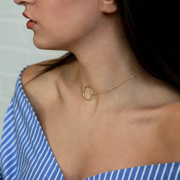 Delicate Gold Circle Choker. Shop Jewelry on Mounteen. Worldwide shipping available.