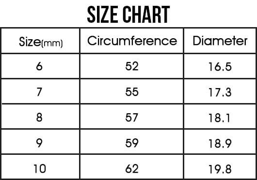 Elegant 3 Interlocked Rings - Size Chart