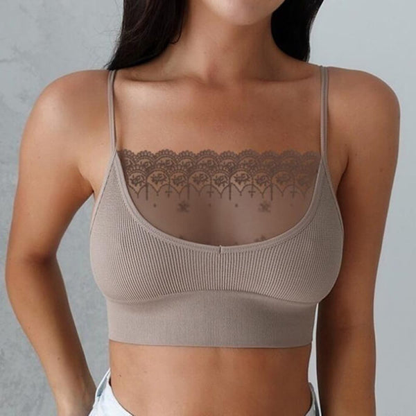 Lace Patchwork Bra Crop Top. Shop Shirts & Tops on Mounteen. Worldwide shipping available.