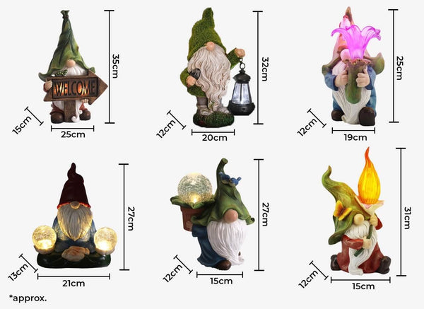 LED Garden Gnomes - Models & Sizes