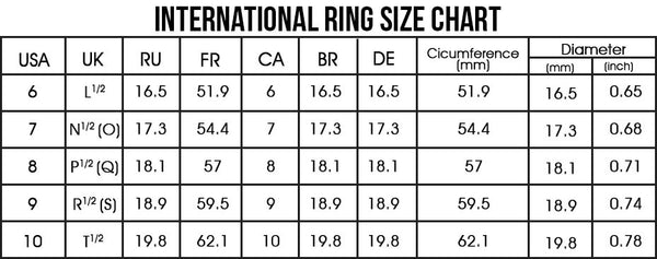Liebesherzring – Größentabelle