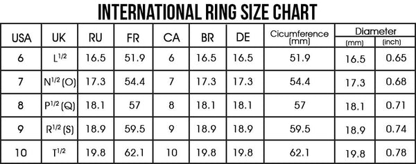 Love Heart Ring - Size Chart