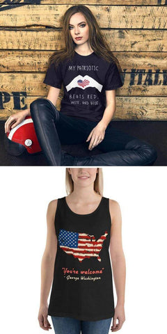 Mounteen - Patriotic 4th of July tank top You're welcome George Washington My patriotic heart beats red, white, and blue t-shirt