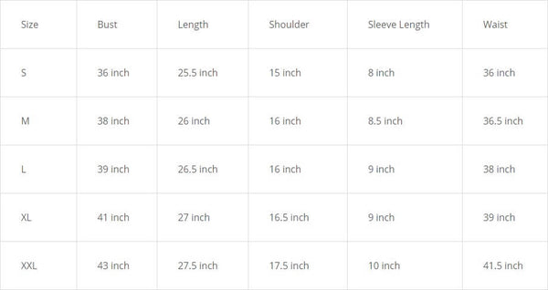 Striped BBQ Pocket Tee - Size Chart - Mounteen